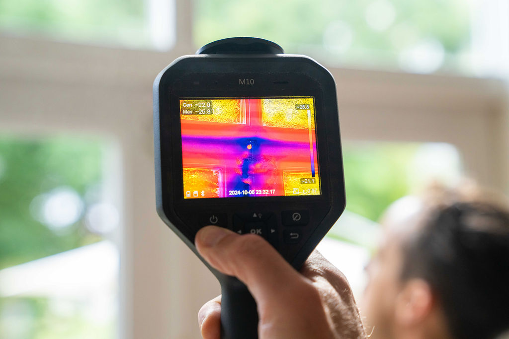 Thermal camera showing heat leakage